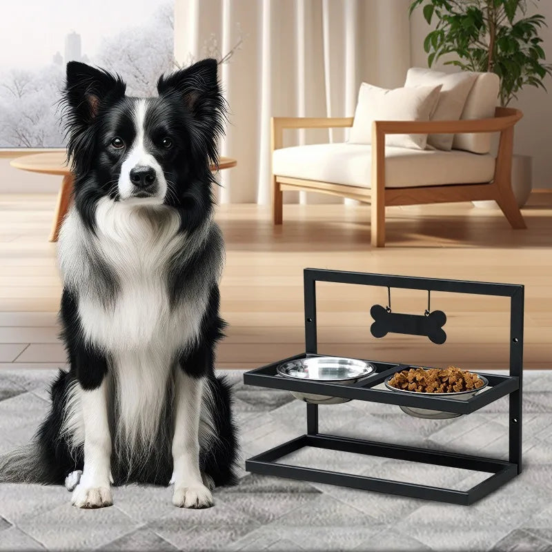 Detachable Elevated Dog Bowl Adjusable Height Dog Feeders Stand with Stainless Steel Dog Bowls for Large Medium Dogs and Cats