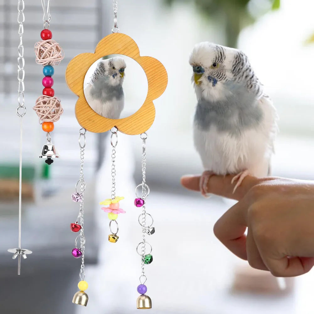 10PCS Bird Toys Set Small Parrot Hanging Hammock Swing Hanging Standing Chewing Toy Bird Perch Stand Bird Cage Accessories