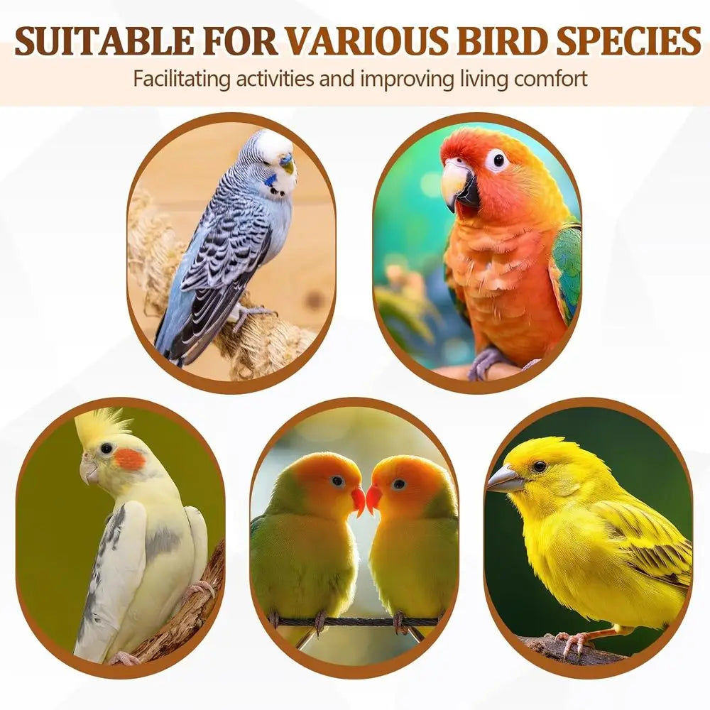 8 Pcs Bird Perches or Cage Accessories, Wooden Perch Rods Replacement with Double Slots, 0.6 Inch Diameter Natural Wood Stand fo