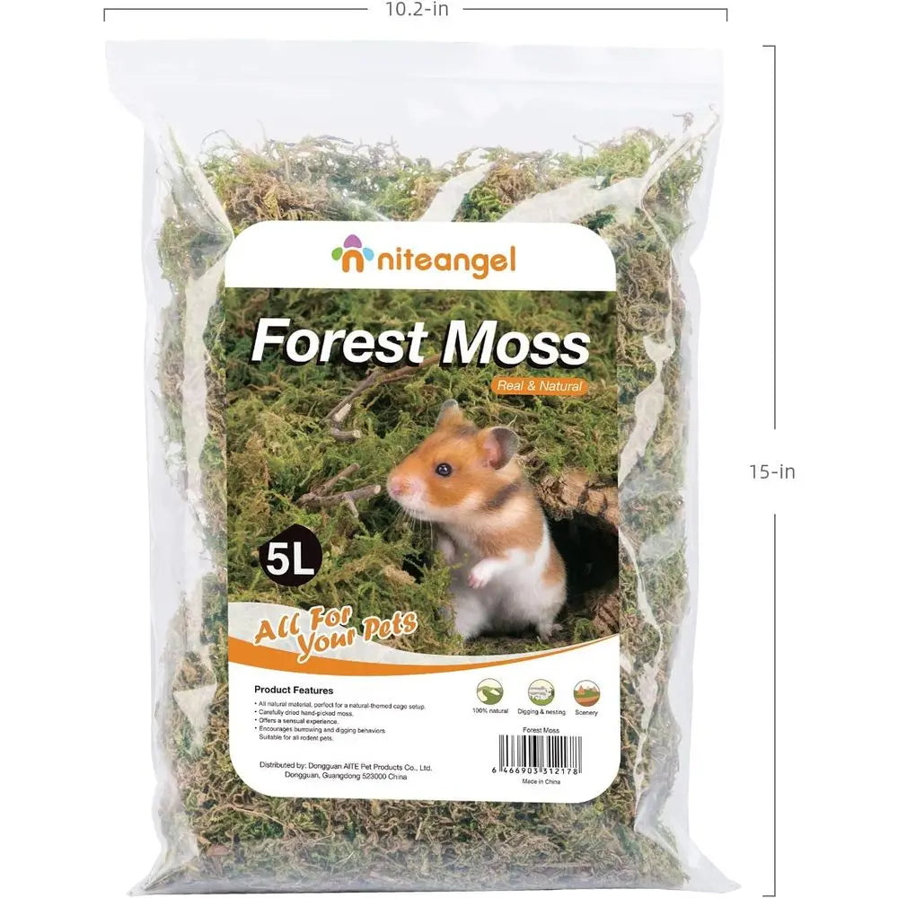 5L Natural Moss Bedding Nesting for Dwar Syrian Hamsters, Gerbils, Mice, Degus or Other Small Animals