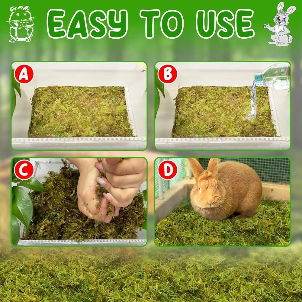 25QT Hamster Moss or Bedding Nesting Hideout, 100% Natural Moss for Rabbits, Squirrels, Hamsters, Guinea Pigs, Small Animals Cag