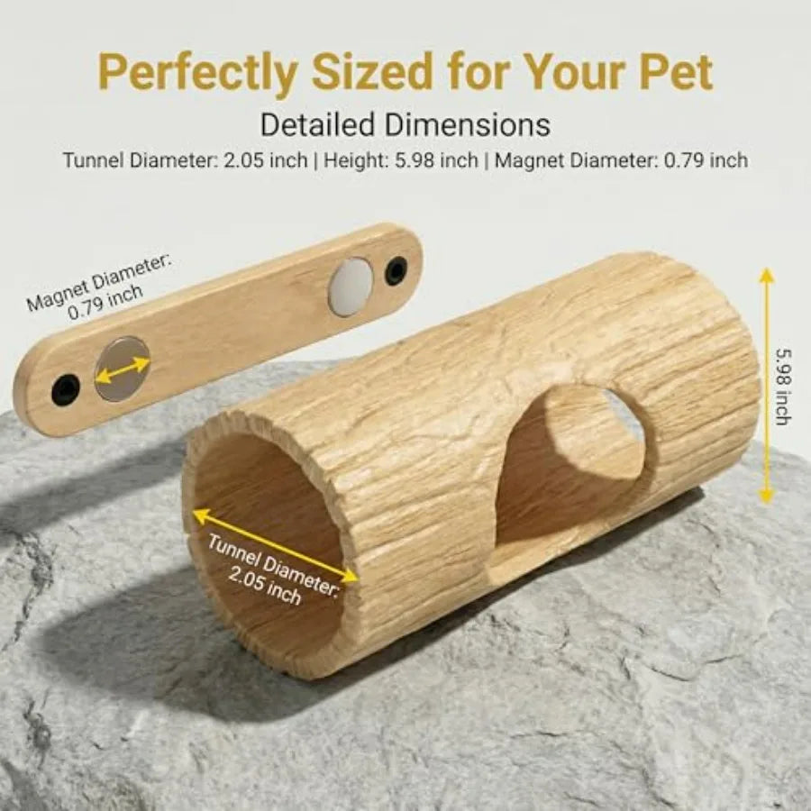 Magnetic Reptile Hide Cave, Plastic Tree Trunk Gecko Hide with Strong Magnetic Mount, Reptile Hide for Crested Gecko Tank Acces