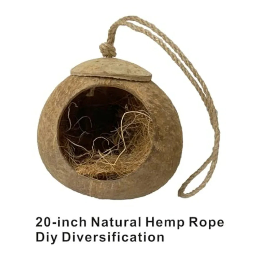 Bird Nest for Cage Natural Coconut Shell Birds House 2 Pack Parakeet Hide Breeding Hut Bird Cage Accessories and Decor Hamster