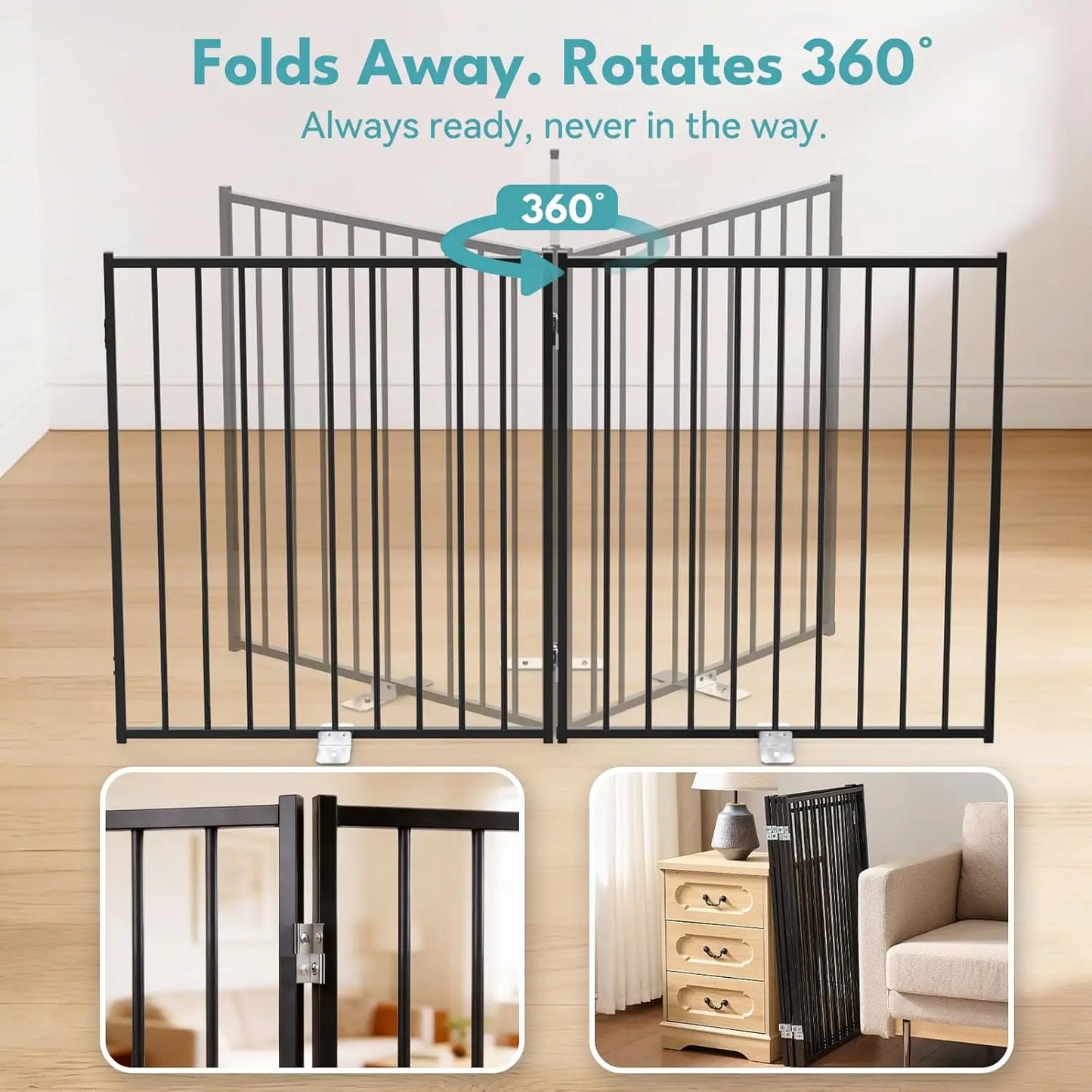 Free Standing Dog Gate With Door For Indoor Outdoor