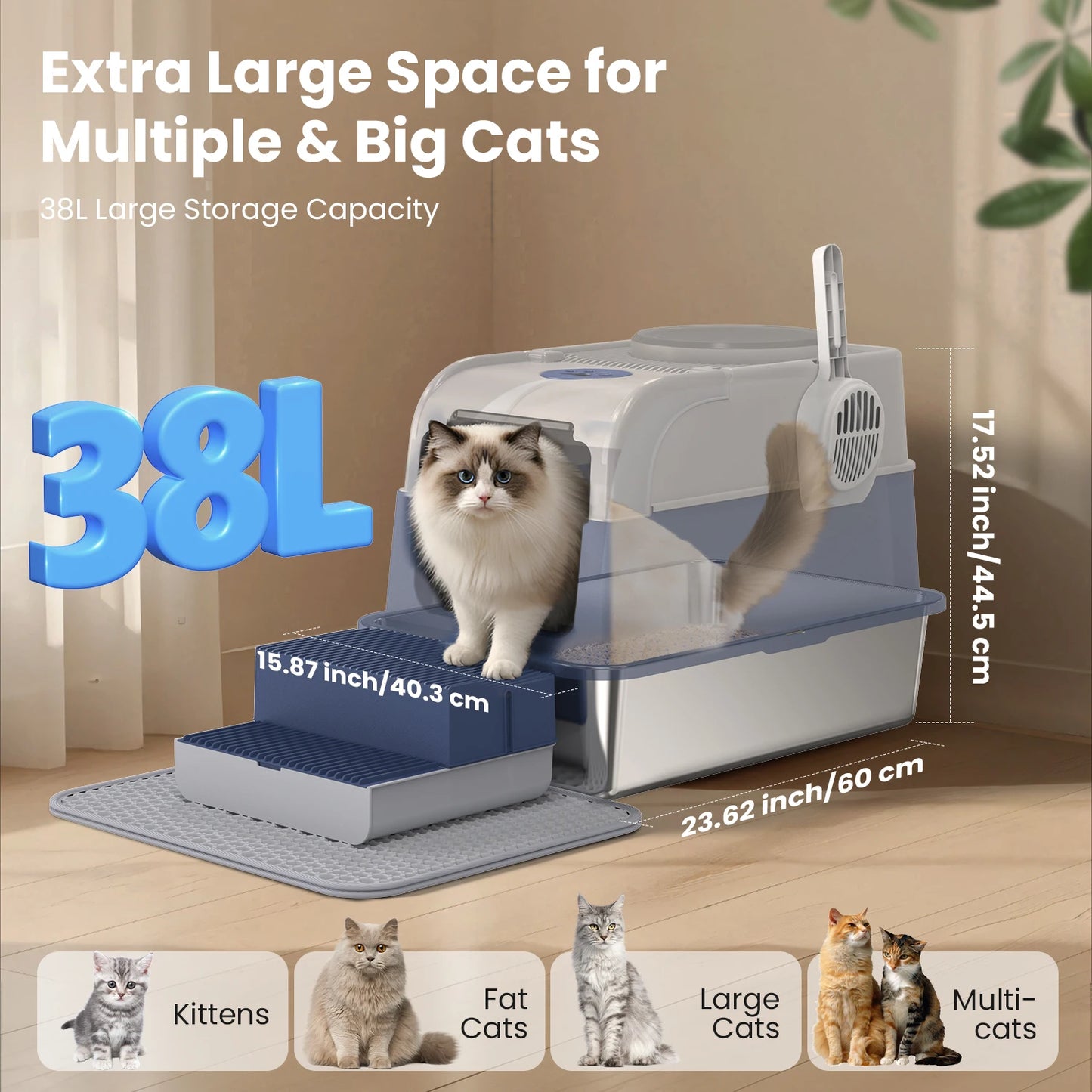 Cityflee Stainless Steel Cat Litter Box Lid And Scoop