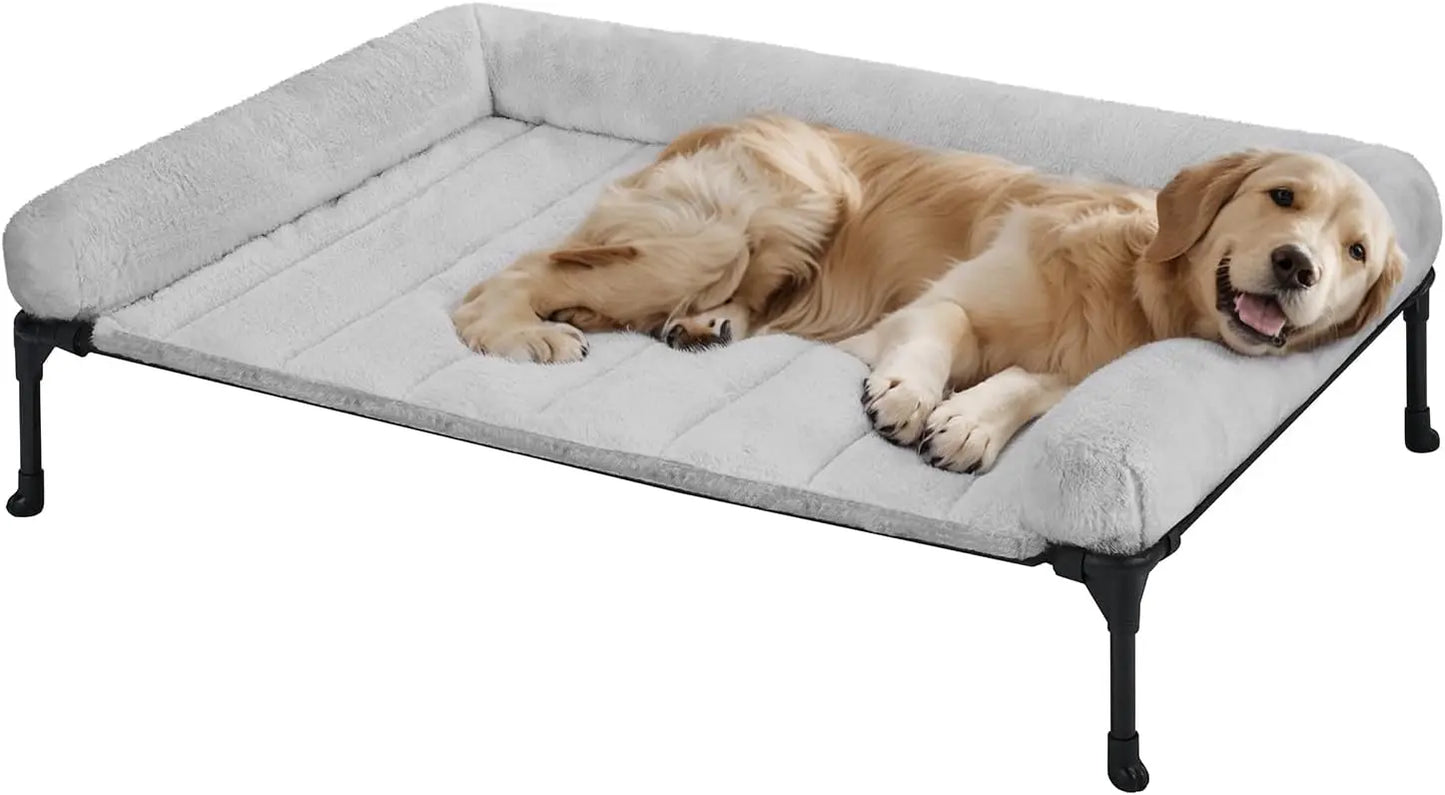 Elevated Orthopedic Dog Bed With Bolster And Removable Washable Mat