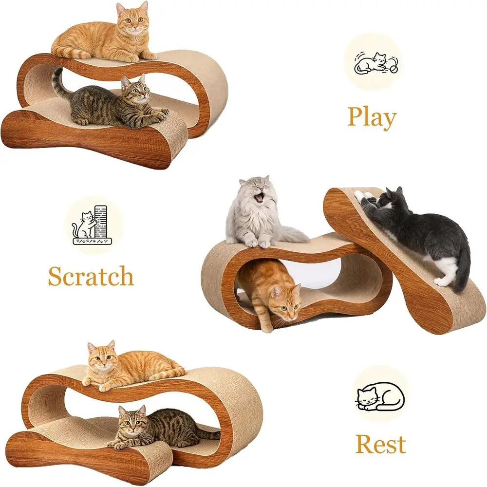 2 in 1 Deluxe Cat Scratching Board, Cardboard Scratch Lounger, Large, 27.56 x 9.45 x 8.86 inch