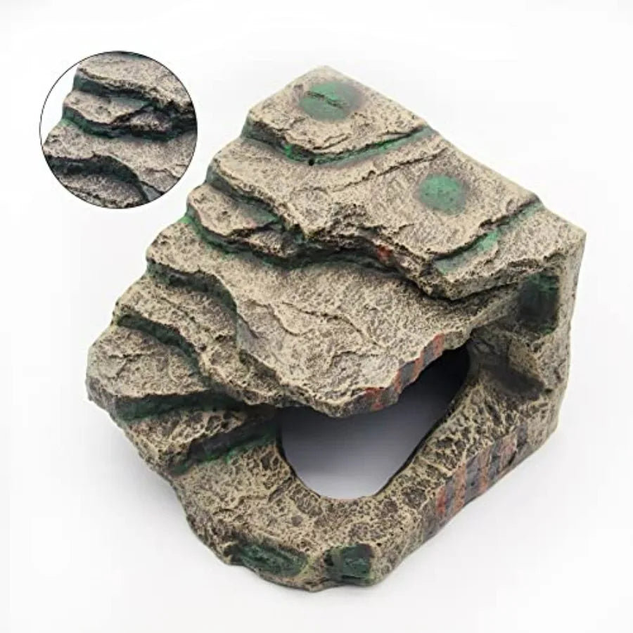 Turtle Basking Platform Habitat Hiding Cave Reptile Habitat Climbing Resin Fish Tank Aquarium Ornament for Lizards, Frogs, Snak