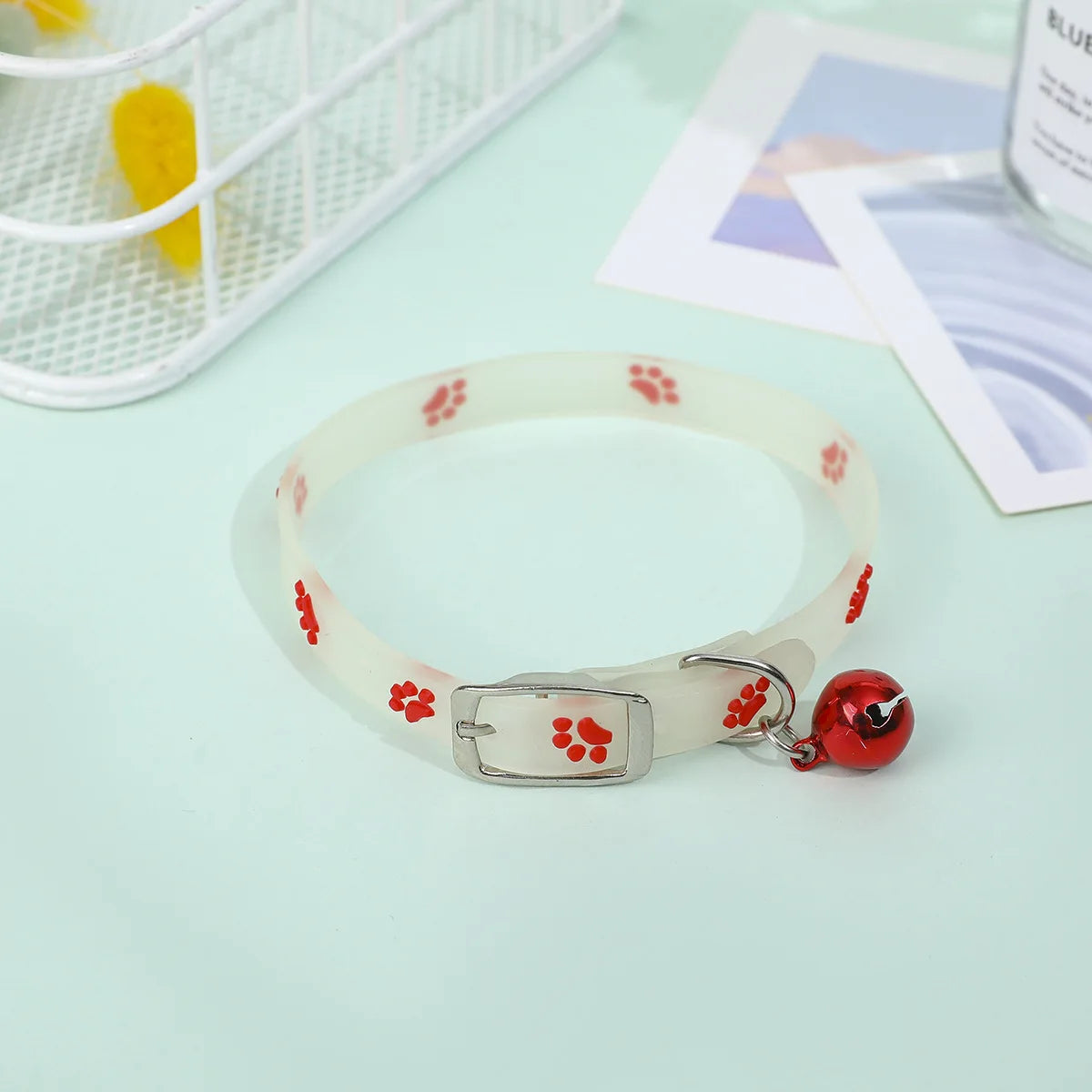 Luminous Cat Necklace Glow Reflective Silicone Bell Collar for Pets