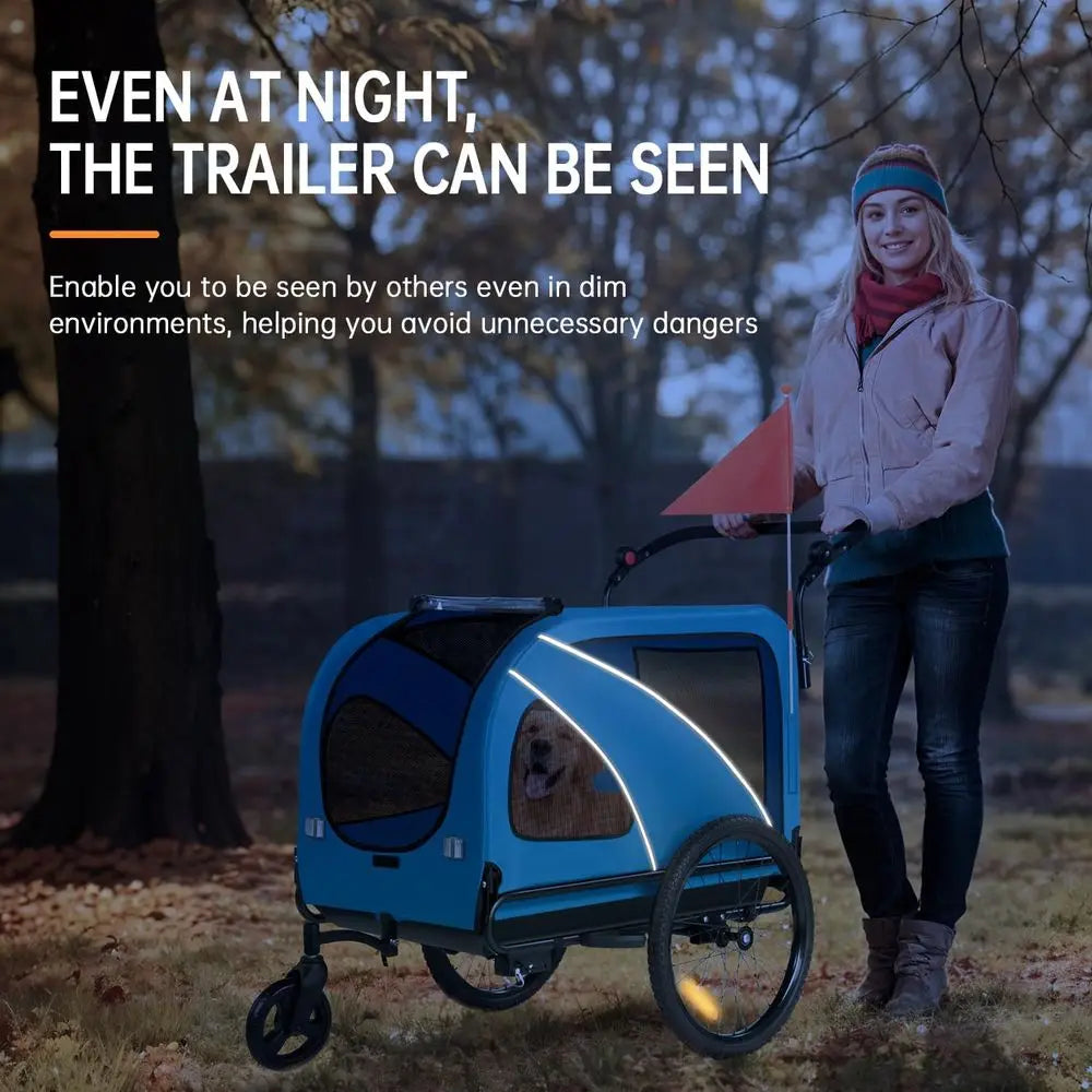 110 lb Capacity 2-in-1 Dog Bike Trailer and Stroller with Quick Release Wheels and Non-Slip Floor