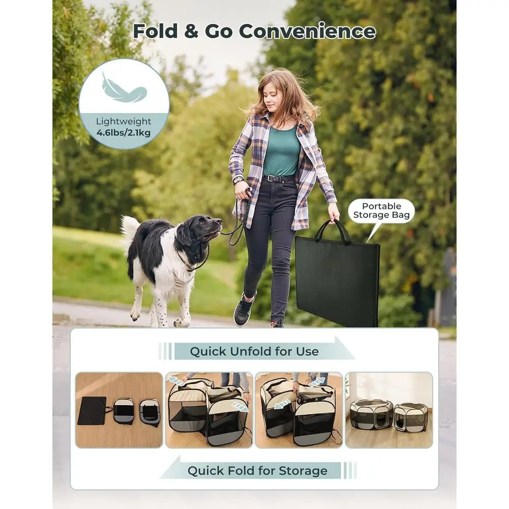 60x24 Spacious Portable Playpen for Dogs, Cats, and Small Animals with Carrying Bag - Ideal for Indoor and Outdoor Use