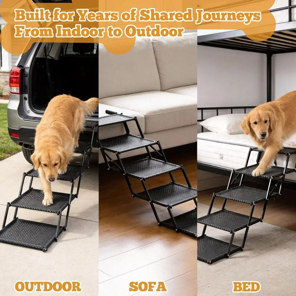 Oldable 5-Step Pet Stairs for Senior & Small Dogs | Non-Slip Surface, Lightweight Dog Steps, Supports 200 lbs