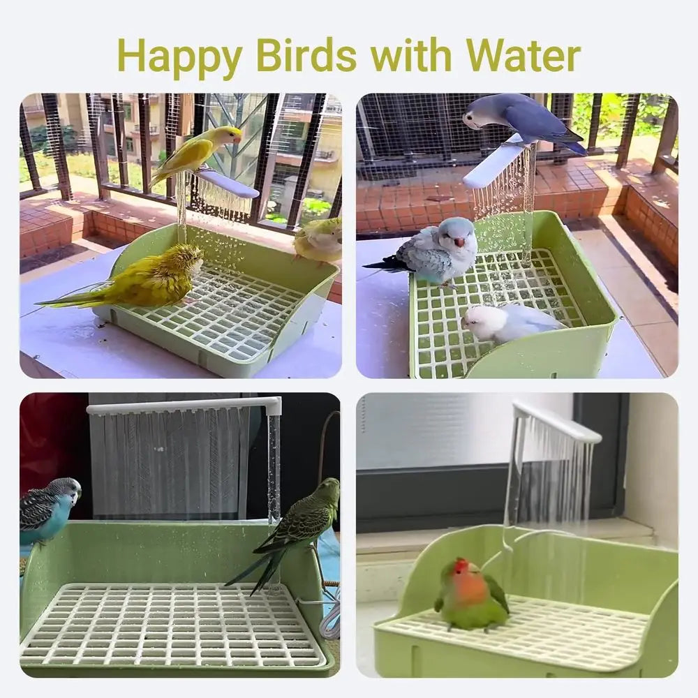 Automatic Parrot Shower Bath with Pump, Birds Shower Bathtub with Running Water, Birdcage, Medium Birds Parakeets, Cockatiels, C