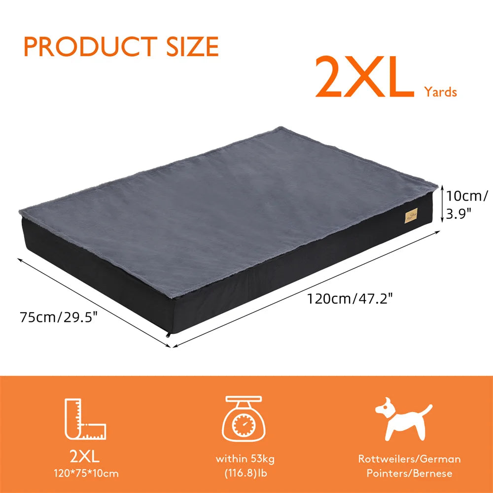 Large Orthopaedic Dog Bed Waterproof Cushion Pet Mattress 2 In 1 Pet Dog Crate Bed with Removable Washable Cover Indoor Outdoor
