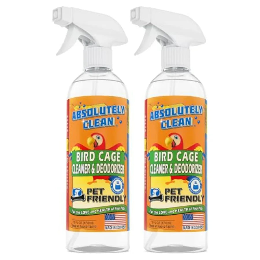Absolutely Clean Amazing Bird Cage Cleaner and Deodorizer - Just Spray/Wipe - Safely and Easily Removes Bird Messes Quickly and