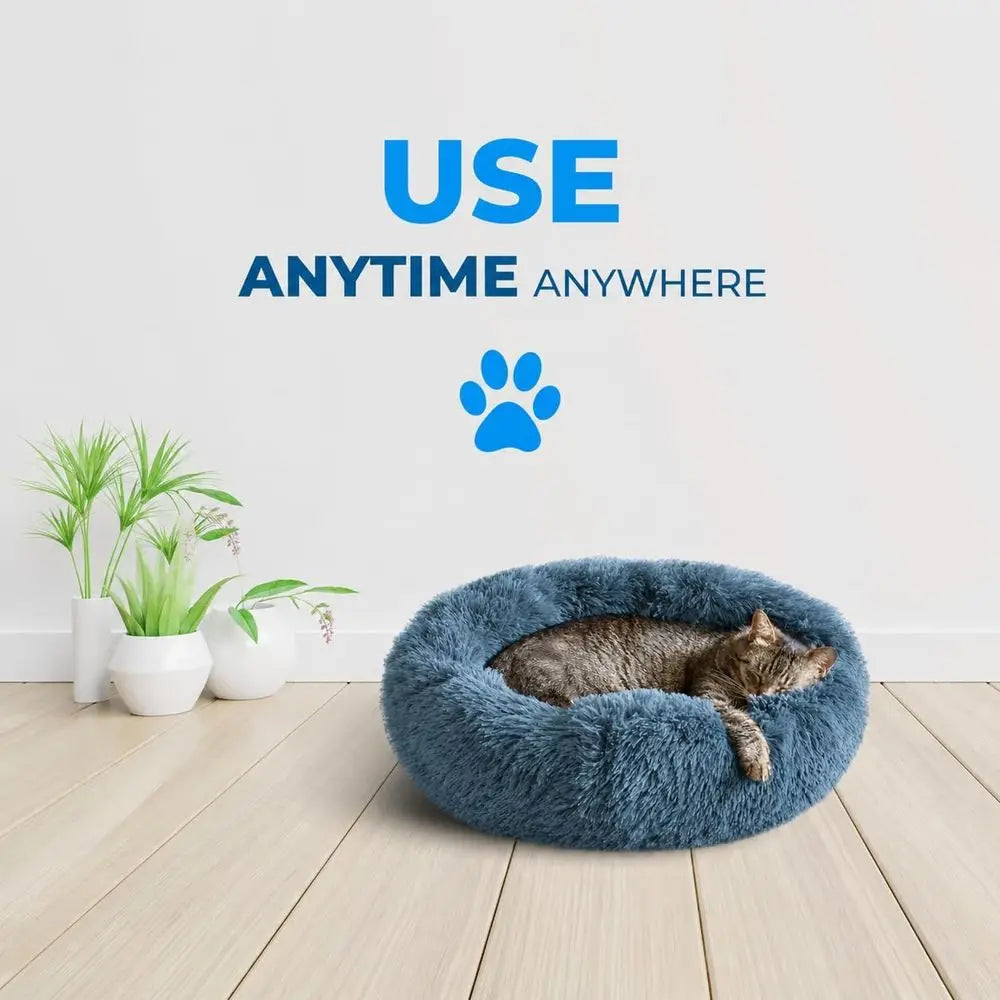 Cat Beds Indoor Cats, Calming Donut Cat Bed, Small Dog Bed Washable - Orthopedic Soft Plush Pet Beds Sized for Kitten to Large C