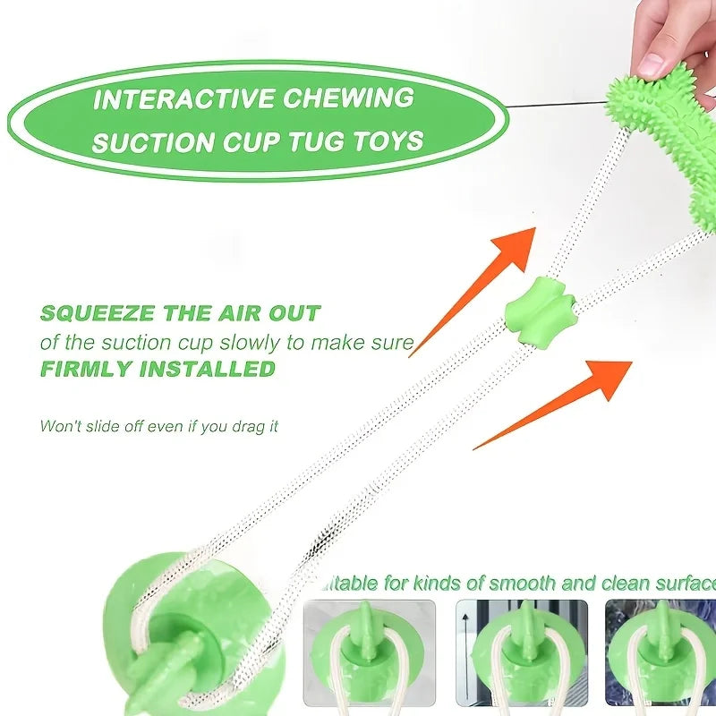 Enhanced Suction Cup Interactive Dog Toy, Dog Chew Toy, Durable Chew Ball, Tug Rope - Ideal for Medium And Large Dogs, Safe Teeth Cleaning, Perfect Gift for Dog Lovers
