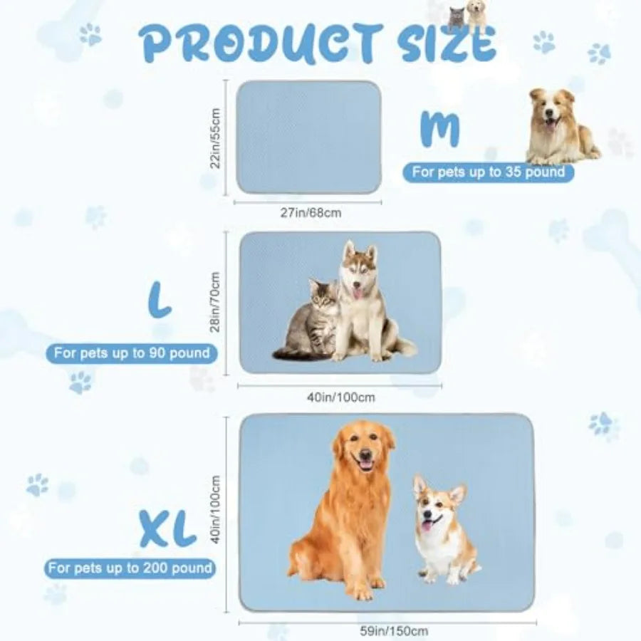 Summer Dog Cooling Mat Washable Ice Silk Self Cool Pad for Small Medium Large Dogs and Cats, Pet Sleeping Pad for Crate, Bed, I