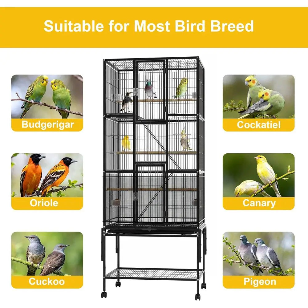 69-Inch Large Bird Cage with Dust Cover,Extra Large Bird Cages or Para| Birdcages or Cockatiels Conure Lovebird inch Canary Smal