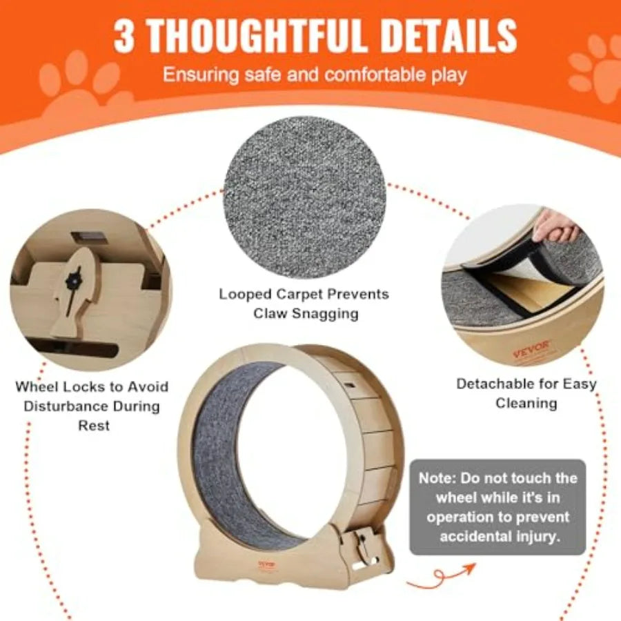 Indoor Cat Treadmill Wheel With Detachable Carpet And Teaser