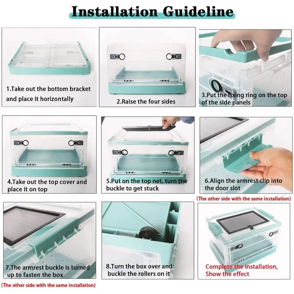 Large Reptile Tank Habitat Cage for Snakes, Lizards, Geckos, Frogs, and Hamsters (21.65x12.6x12.2) Grey Blue