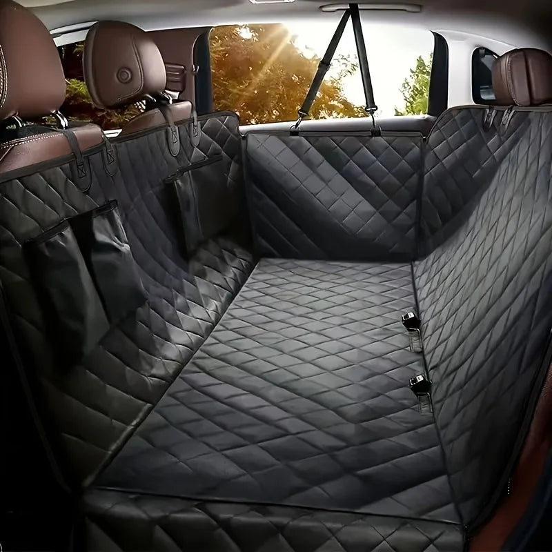 Dog Car Seat Cover - Pet Hammock, with 4 Pockets On The Side Wings, Scratch And Slip Protection for The Rear Seat, Suitable for Cars, Trucks And SUVs