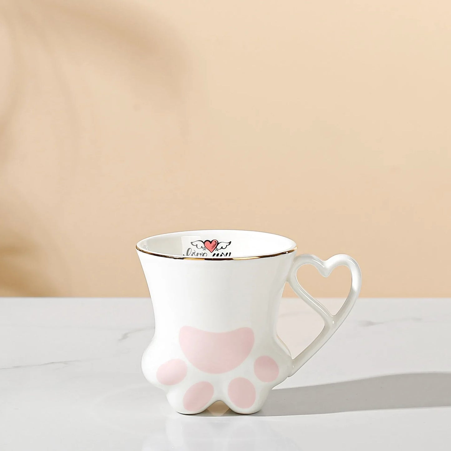 300ml Ceramic Cat Scratch Cup Mug Originality Cat's Paw Trace in Gold Ceramic High Appearance Level Teacup Couple