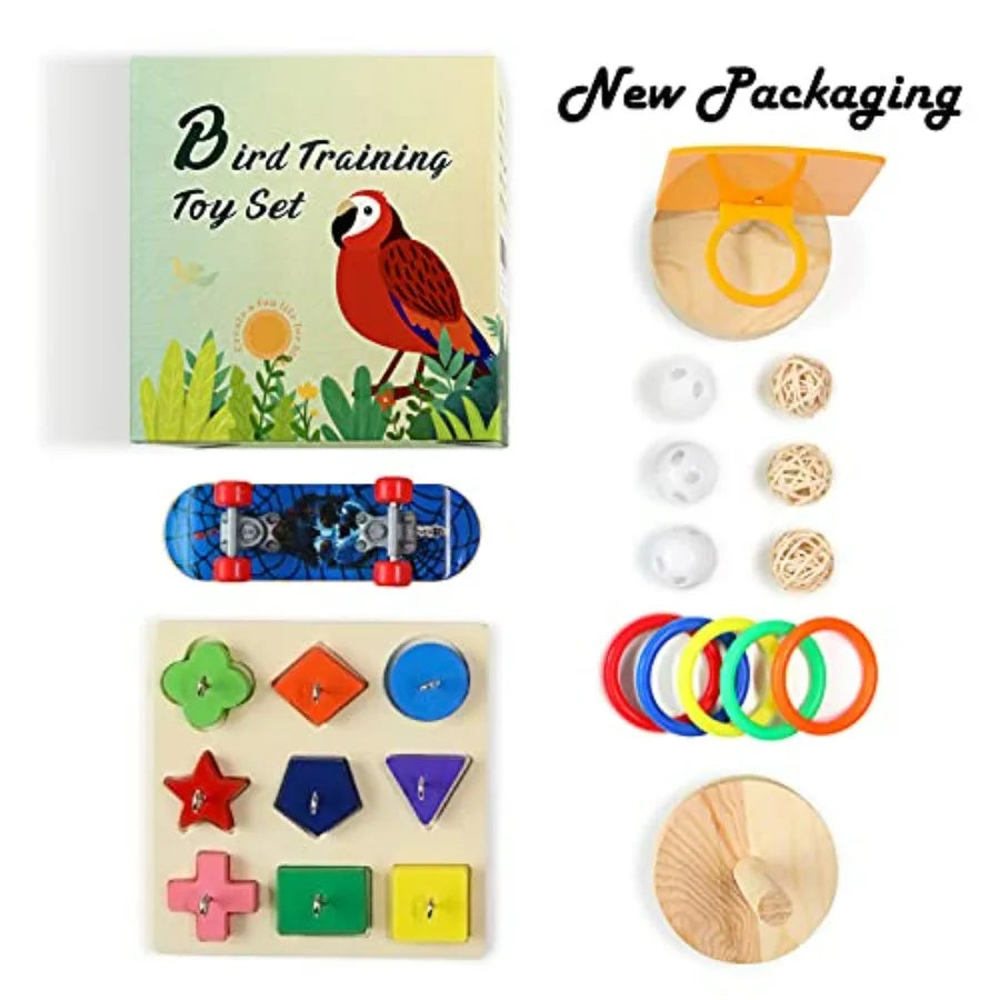 Parrot Training Toy Set For Lovebird Parakeet Cockatiel Conure