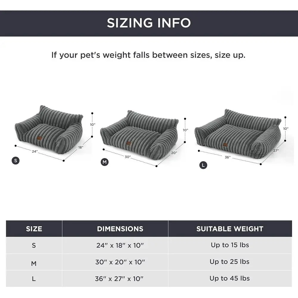 Cat Couch or Pets - Premium Sot Corduroy, Removable Washable Cover, Supportive Pet Chair, 24inch, Warm Grey