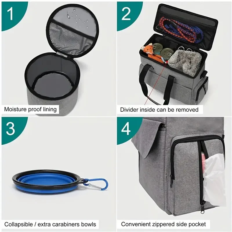5pcs Large Capacity Dog Treat Pouch, Durable Nylon With Zip Closure, Multi-Functional Outdoor Pet Carrier Bag For Dogs, Ideal For Camping & Walks