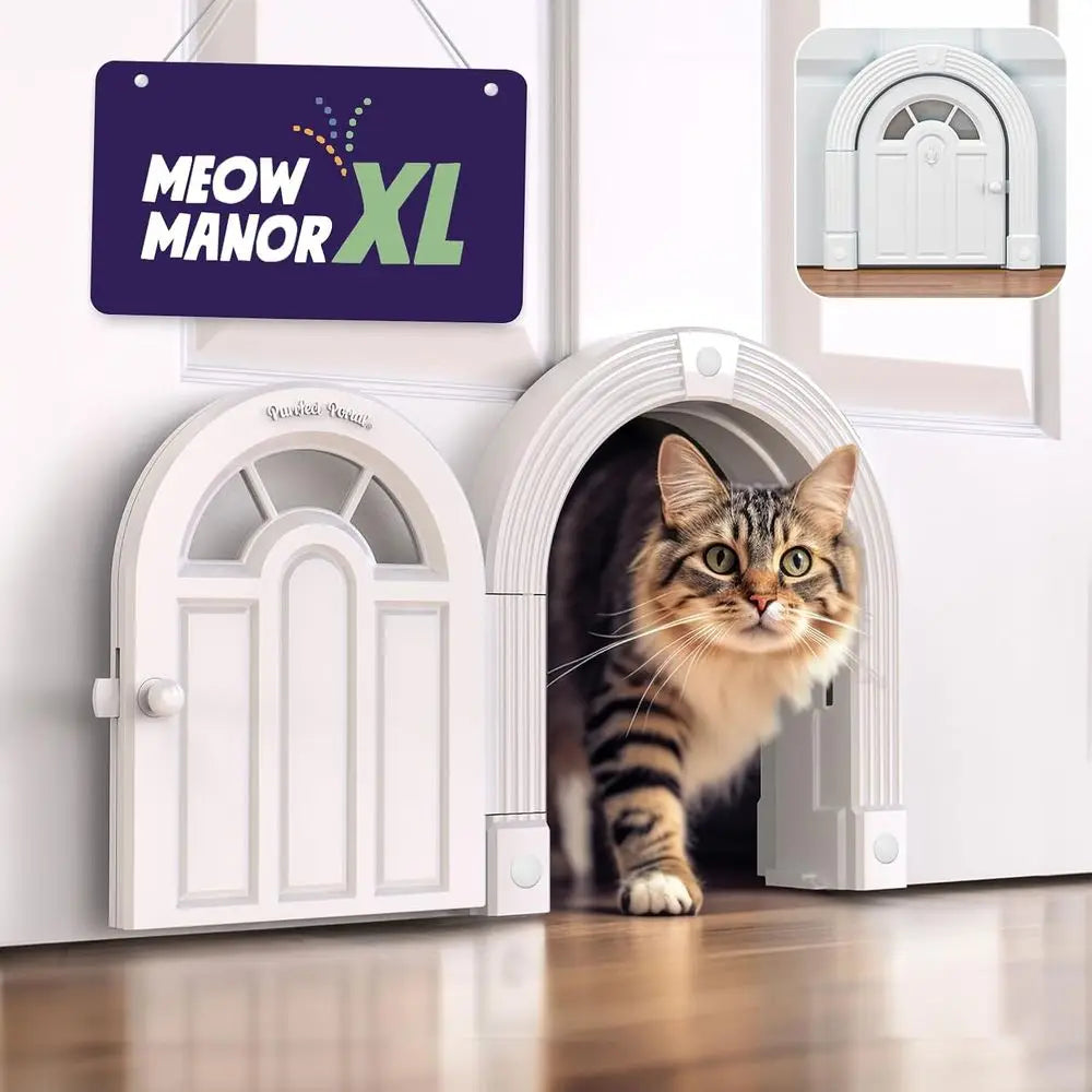 Extra Large Interior Cat Door, No-lap Pet Door, Easy DIY Installation, Cat Door for Cats up to 30 lbs, White