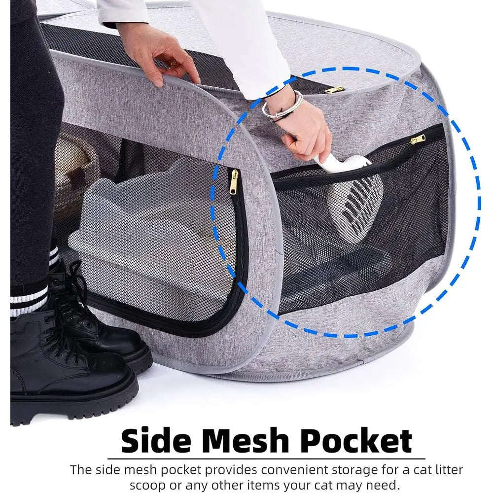 Compact Indoor Playpen for Cats with Integrated Litter Box, Ideal for Kittens and Small Dogs