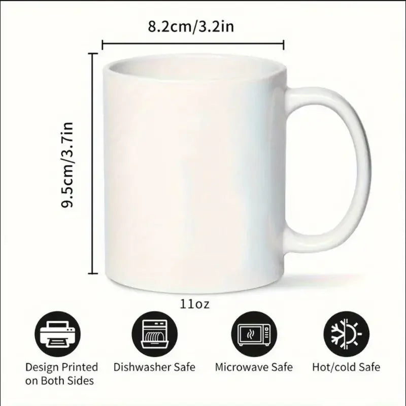 1pc 3A grade 11oz ceramic White Ceramic Coffee Mug With Dog Pattern,Suitable For Daily Drinking Christmas Thanksgiving Halloween