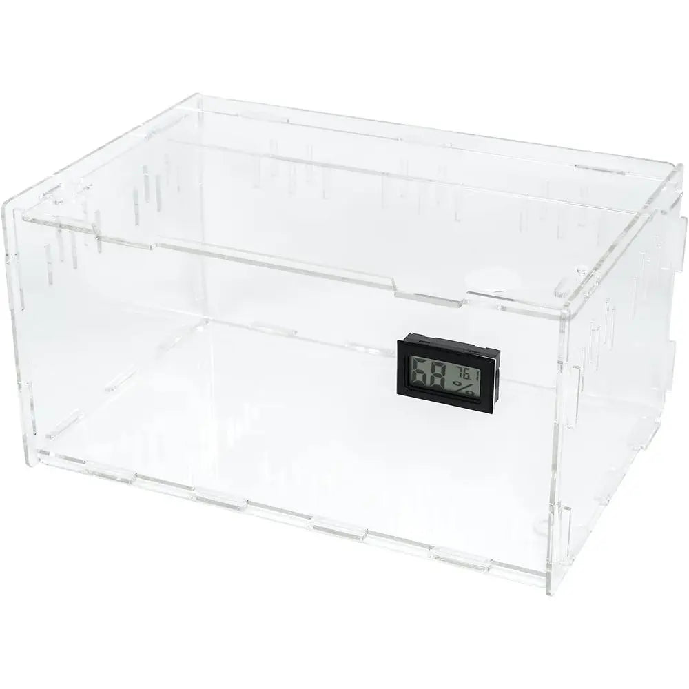 Acrylic Terrarium Tank for Reptile Breeding with Temperature and Humidity Gauge (15.3x9.7x7.6)