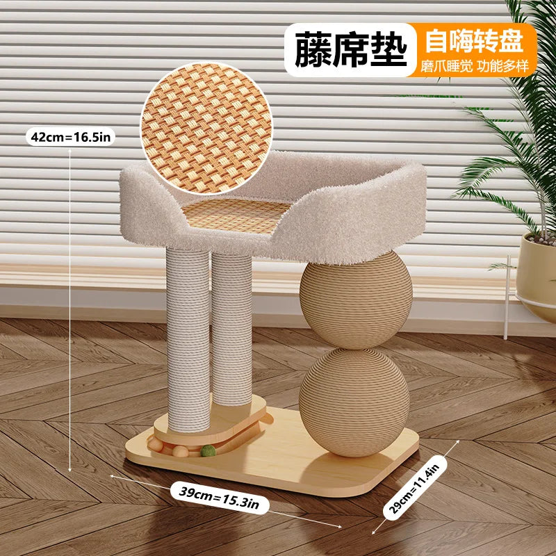 Cat Climbing Frame with Sisal Ball Cat Jumping Platform Summer Cooling Mat Wear Resist Integrated Sisal Bed Pet Supplies