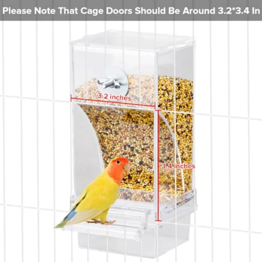 No Mess Bird Feeder Water Dispenser Set, Parakeet Cage Accessories, Bird Feeder and Waterers in Cage for Cockatiels, Finches, L