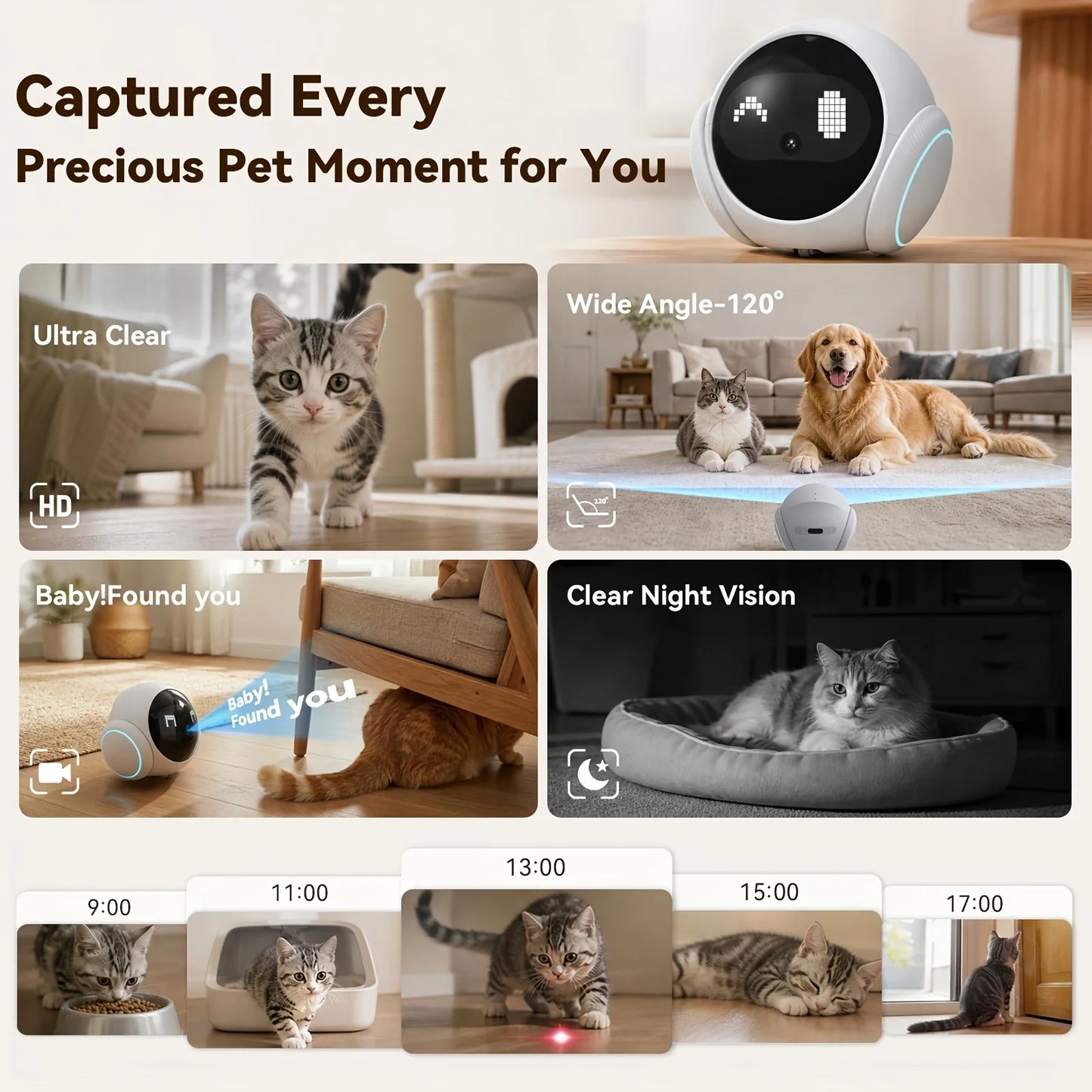 2KHD Robot Pet Camera With Dual Band WiFi AI NightVision