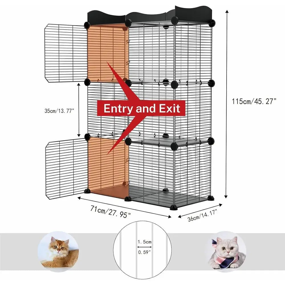 2-Tier Indoor Cat Cage, Spacious Wire Kennel for 1-2 Cats, DIY Playpen and Crate