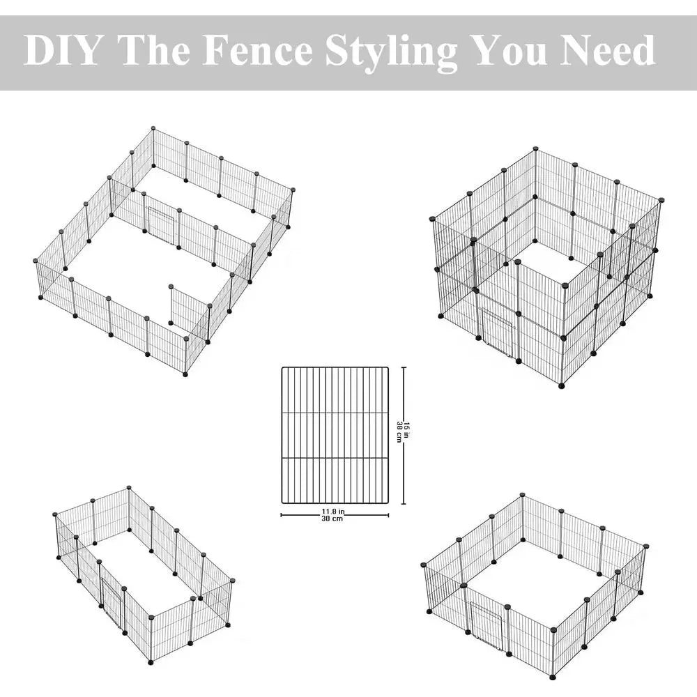 Compact 12 Panel Pet Playpen Indoor Metal Wire Fence Black