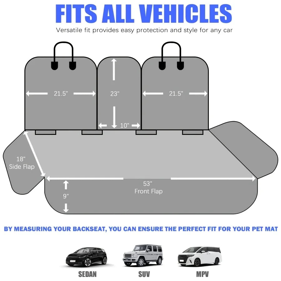 Car Seat Cover for Back Seat, Car Seat Cover 60/40 Split Bench for Family Car, Compact SUV, MPV - Standard - 53" W