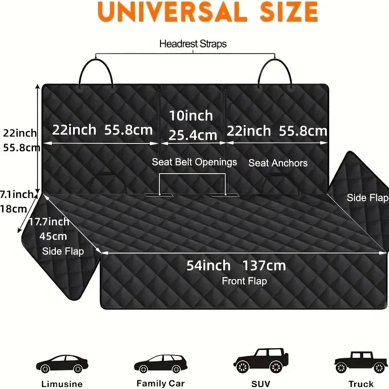 Back Seat Cover, Split Bench for Cars, Trucks, Suvs, Easy Cleanup Car Seat Protector, Compatible for Armrest, Washable, Non-Slip Rear Seat Cover