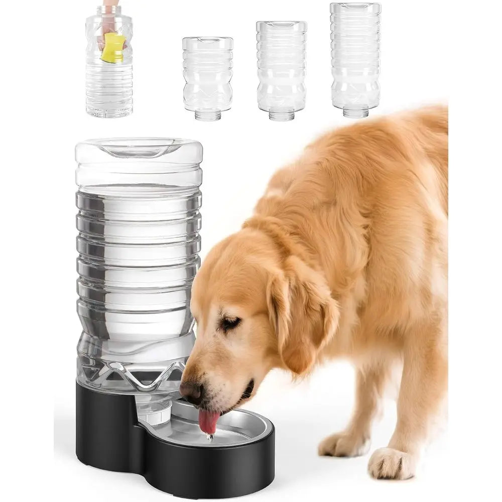 2.5 Gallon Automatic Dog Water Dispenser Wide Mouth Easy Hand-in Cleaning Removable Stainless Steel Bowl Gravity Reilling Large