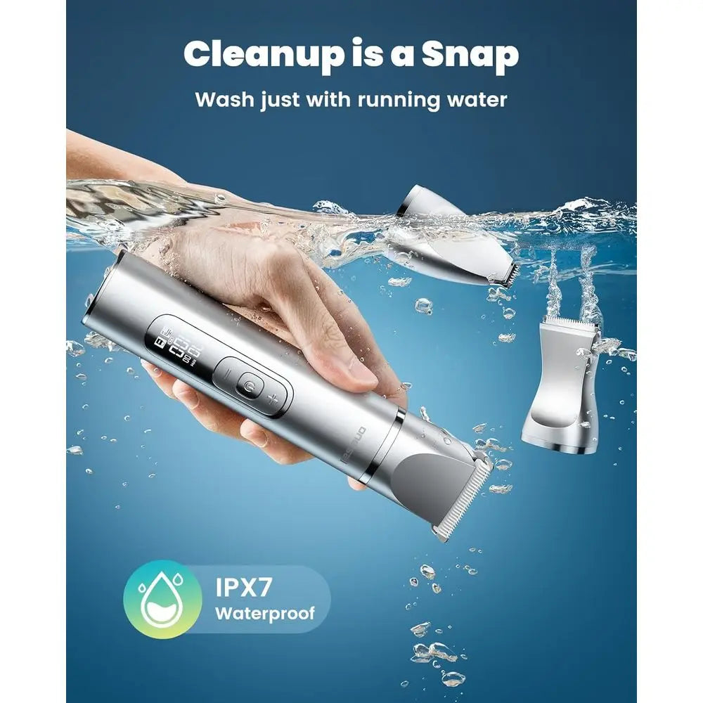 Dog Grooming Kit with LCD Display, Hair Trimmer, Paw Nail Grinder, Rechargeable Cordless Low Noise IPX7 Waterproof Pet Clippers