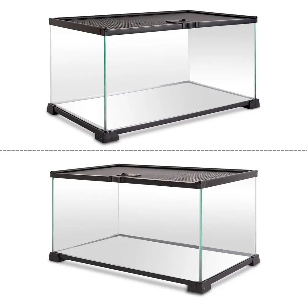 20 x 12 x 10 Glass Terrarium Tank for Reptiles, Hamsters, Hedgehogs & Small Pets with Sliding Door