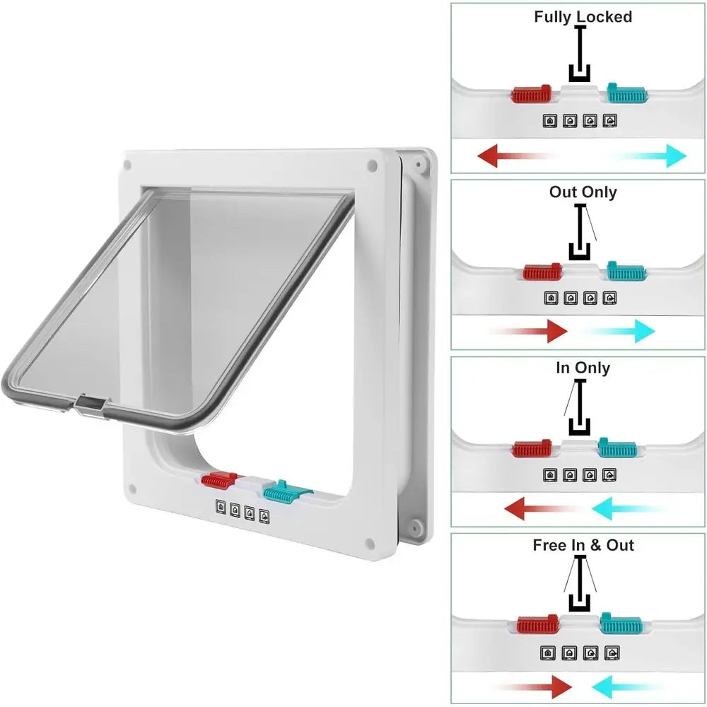 4-Way Locking Option or Interior/Exterior Door Walls | Weatherproof & Secure Cat Flap with Easy Installation Kit