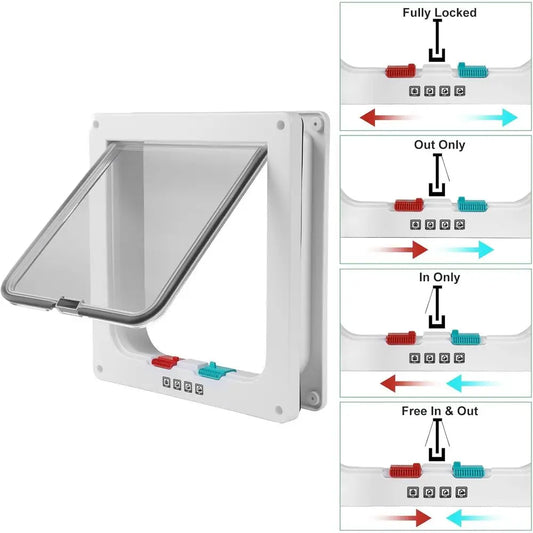 4-Way Locking Option or Interior/Exterior Door Walls | Weatherproof & Secure Cat Flap with Easy Installation Kit