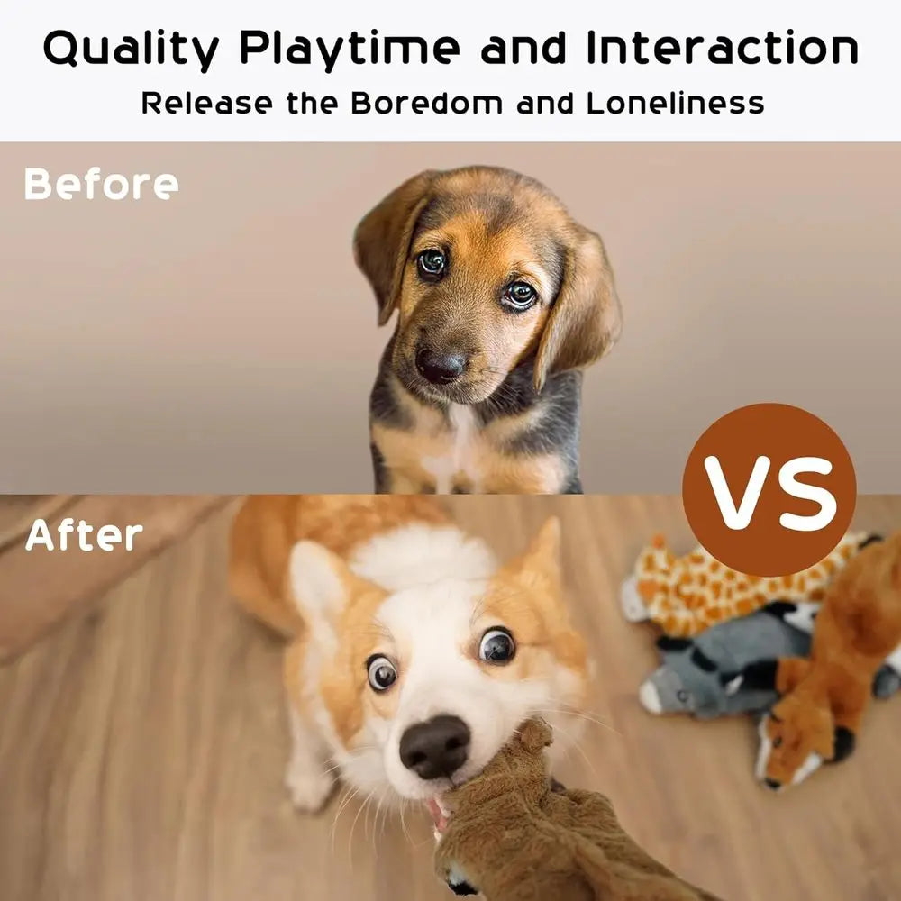 Squeaky Toys, 5 PCS Crinkle Plush Dog Toys, No Sticking Dog Toys for Small Medium Large Dogs, StulPuppy Toys or Boredom