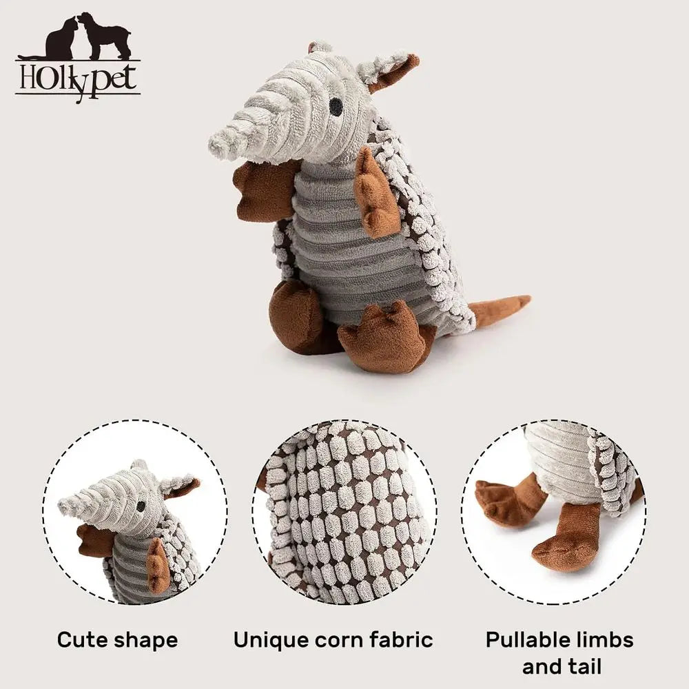 Armadillo Plush Squeaky Dog Toy For All Dogs Durable Chew