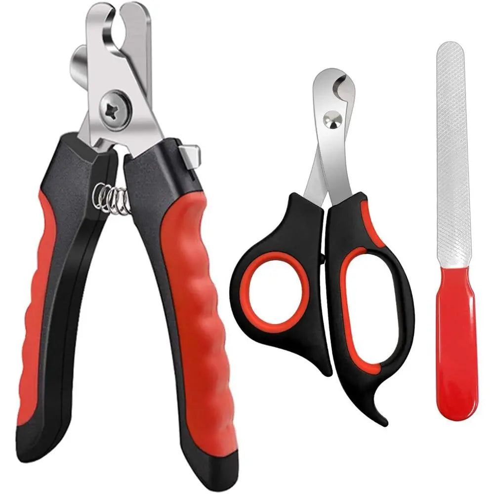 Nail Clippers and Trimmers Set Safety Guard to Avoid Over Cutting Blades Grooming Tool for All Small Large Dog Cat Red