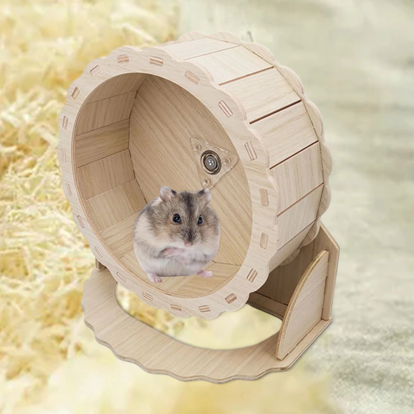 Hamster Wooden Running Wheel Toys Exercise Wheels for Gerbils Syrian Hamster Pet Hamster Running Wheels Stand Cage Accessories
